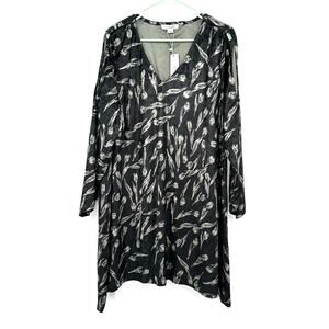 Simply Noelle Size L XL Dress Gray Tulip Crushed Velvet‎ Long Sleeve V Neck NWT